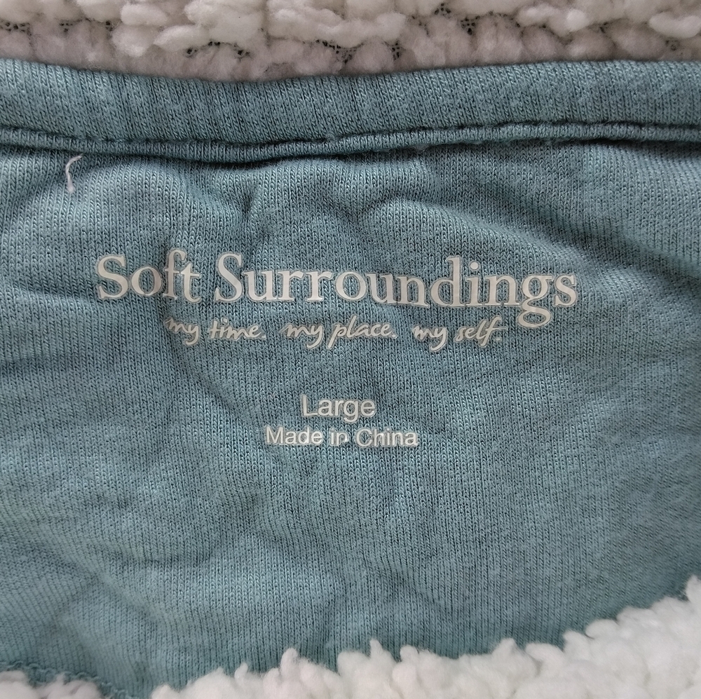 Soft Surroundings Seafoam Forrester Pull Over Tunic Top Fleece Trim Size Large - Picture 7 of 8